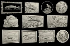 STL 3D Models # FISHES # LOT 10+1 PCS  for CNC Aspire Artcam 3D Printer