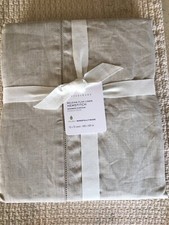 Pottery Barn Belgian Flax Linen Hemstitch Shower Curtain Flax NWT Gorgeous