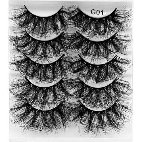 5 Pairs 3D Mink Bushy Cross False Eyelashes Thick Long Fluffy Eye Lashes Black ⁿ - Picture 13 of 20