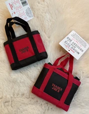 NEW Set of 2 Trader Joe's 2 in 1 MICRO TOTE BAGS w/ Folded Grocery Bag RED BLACK