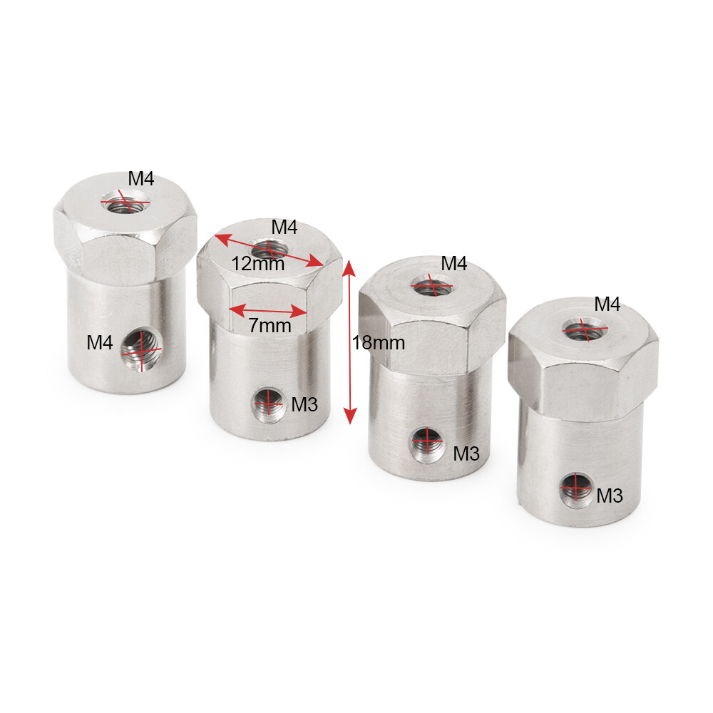 3/4/5/6mm Wheel Hex Coupler Connector Hexagon Shaft Coupling For DIY RC