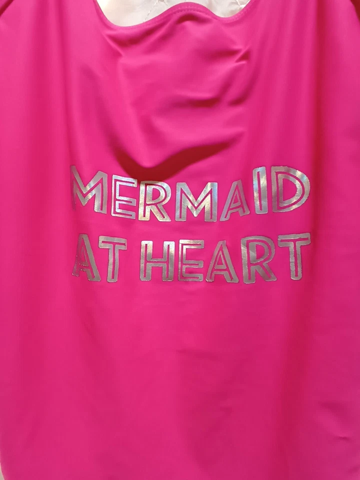 Joe Boxer Meninas 16 1/2 Terno de Banho Sereia no Coração Halter Strap Scoop Back - Imagem 3 de 4