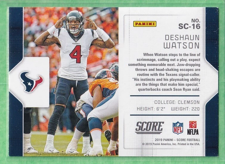 2019 Score Signal Callers #SC-16 Deshaun Watson Texas - Image 2 of 2