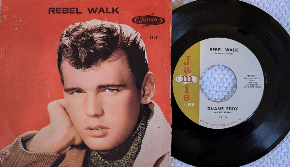 DUANE EDDY, 7" 45 w/ Picture Sleeve, Because They're Young, Vinyl is EX, PS VG - Image 2 of 2