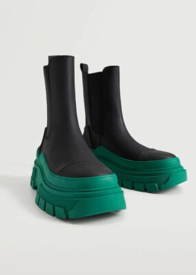 Mango Contrast Sole Ankle Boots Eu Green And Black