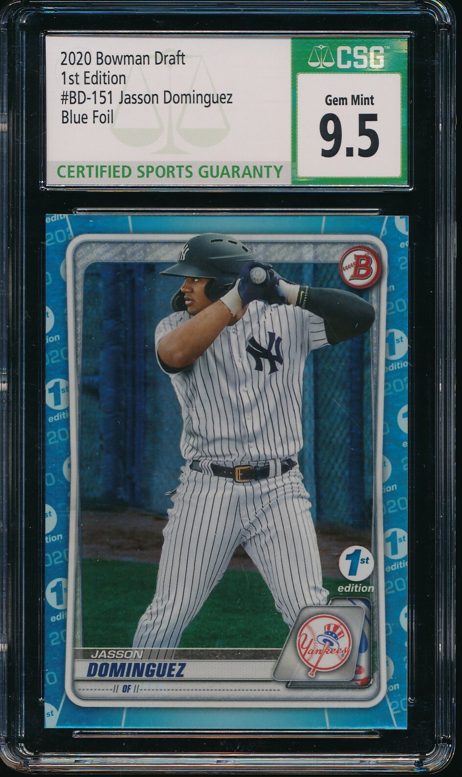 CSG 9.5 JASSON DOMINGUEZ 2020 Bowman Draft 1st Edition SKY BLUE FOIL RC GEM MINT