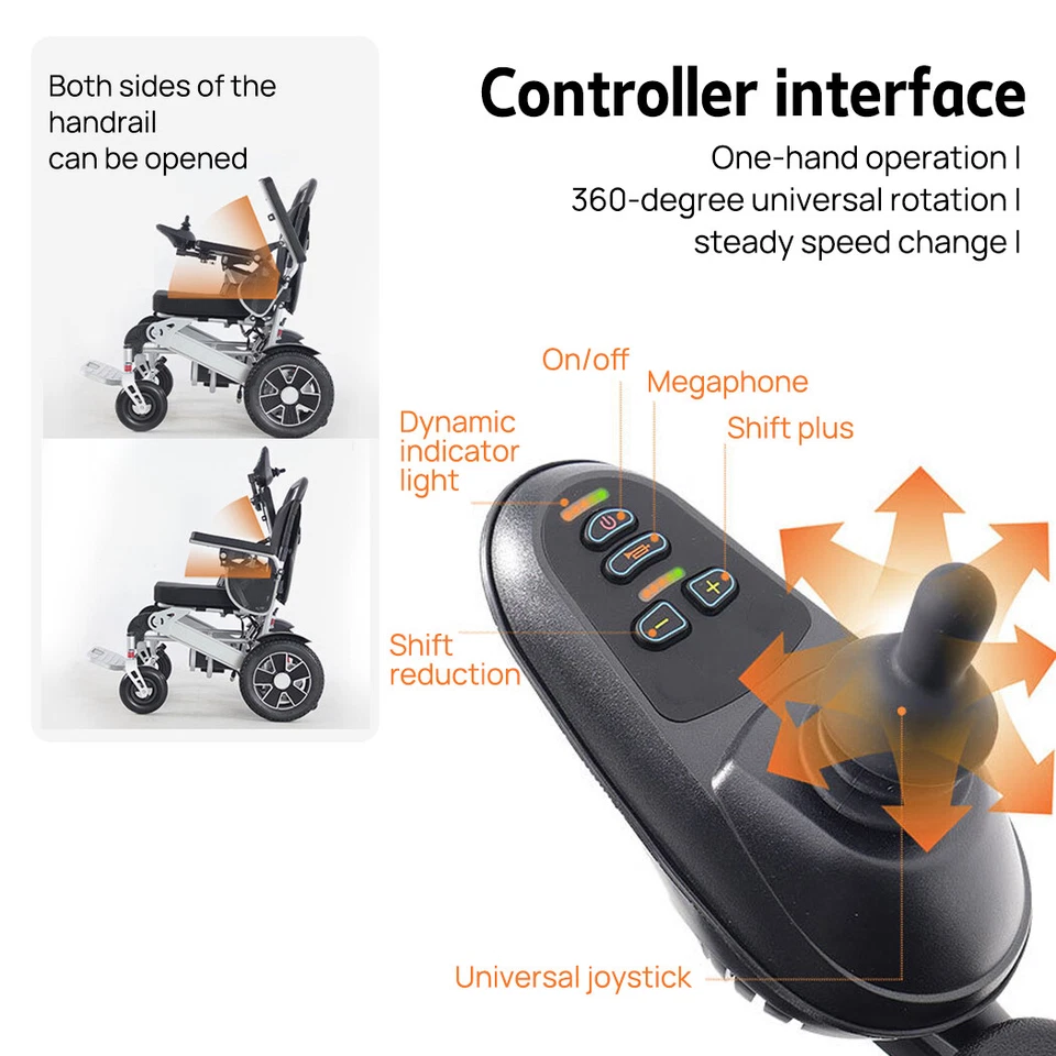 Foldable Electric Wheelchair Long Range Lithium Power Motorised for Adult - image 3 of 4