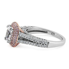 5 ct.tw. Real Italian 925 Sterling Silver Rose Gold Emerald/ Round CZ - ITALY