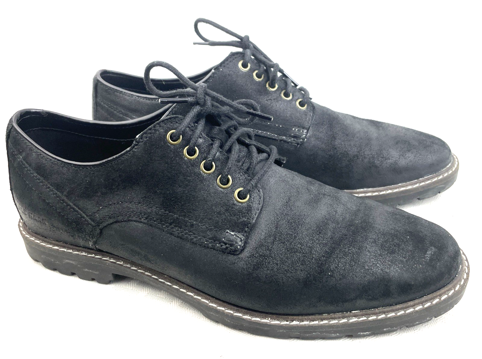 SAOLA Scarpe stringate derby Cole Haan da uomo taglia 9M Nathan nere scamosciate spazzolate C30072