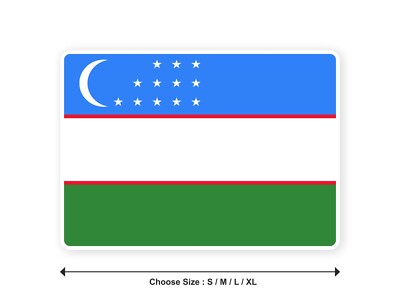 Flag sticker Uzbekistan Uzbek 10cm (S) - 28cm (XL) sticker white edge
