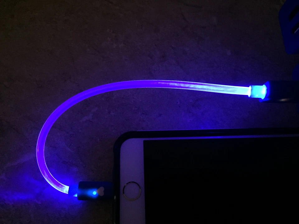 MINI SHORT GLOW light-up LED Data Sync Cable charger FOR 3.0 dual pin/micro USB - Image 2 of 4