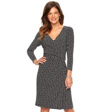 New Chaps Women's Chain Link Surplice Sheath Dress Black Variety Sizes 