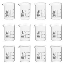 Eisco 100ml Beakers, Low Form, 25ml Graduations - Borosilicate Glass - 12Pack