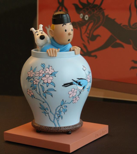 Extremely Rare! Tintin with Snowy in Flowerpot Limited Edition Figurine Statue | eBay