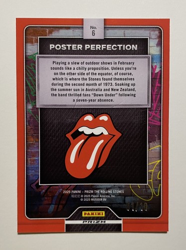2025 Panini Prizm Rolling Stones GOLD POSTER PERFECTION #6 1/10 SSP - Picture 2 of 2