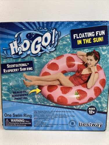 H2O GO pool swim ring INFUSED W/ BERRY SCENT SCENTSATIONAL RASPBERRY SWIM RING - Picture 2 of 3