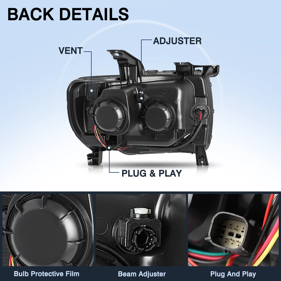 For 2015-2022 GMC Canyon LED DRL Projector Black Headlights Assembly Left+Right - Image 4 of 4