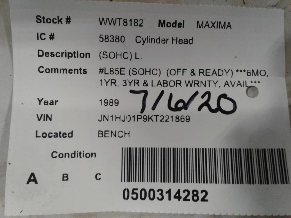 Used Left Engine Cylinder Head fits: 1989 Nissan Maxima SOHC 6 cylinder Left Gra - Imagem 4 de 4