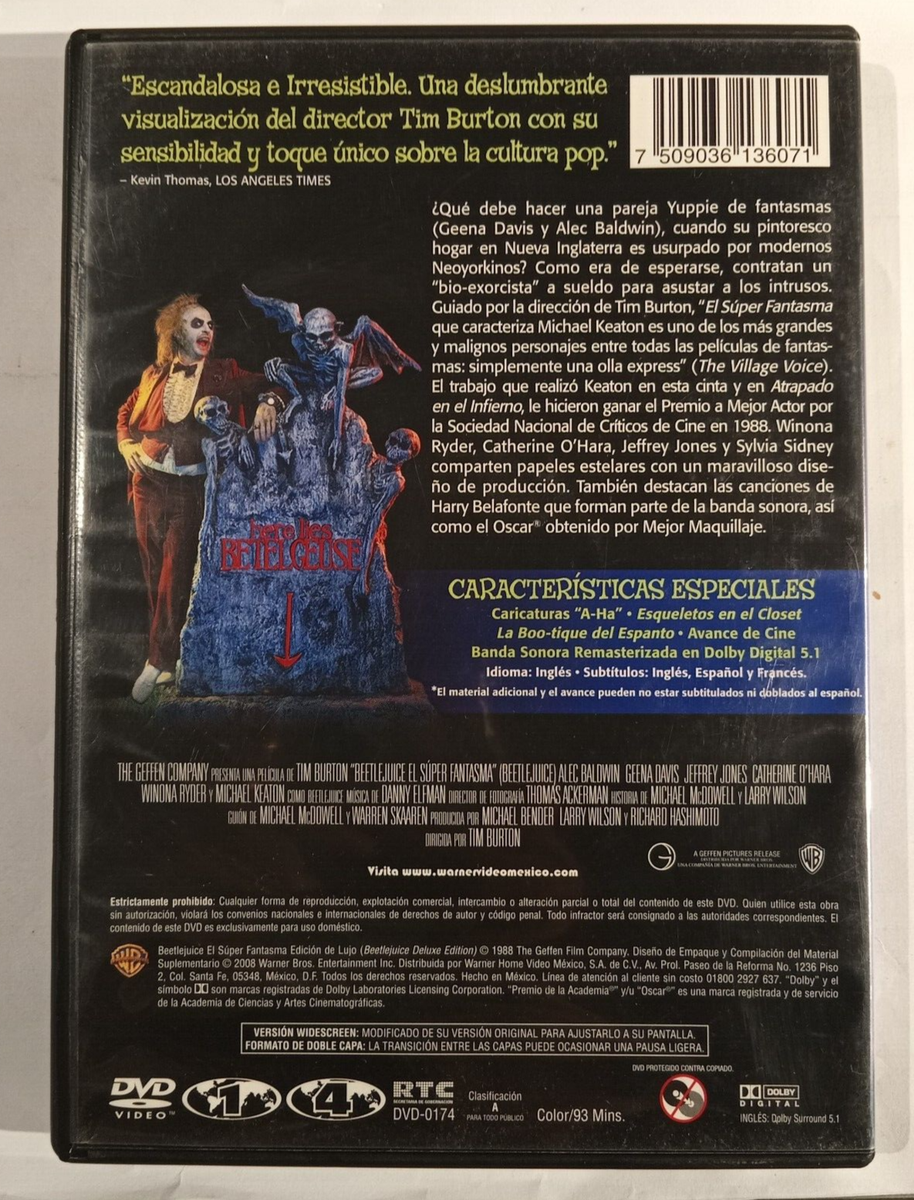 BEETLEJUICE, MOVIE BY TIM BURTON, 2008 MEXICAN DVD, COMEDY | eBay