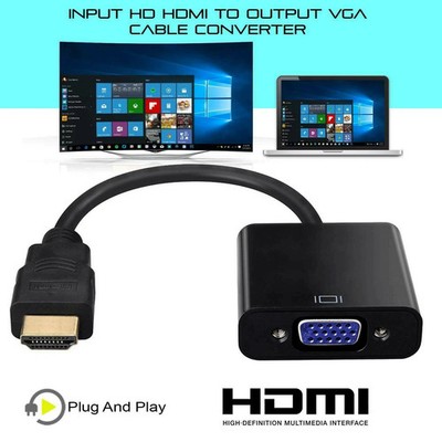 HDMI Male to VGA Female HD Video Cable Converter Adapter For PC Monitor 4K 3.0