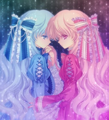 Anime girls original characters twins two women art fan Custom 11x17 Poster
