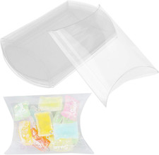 70 PCS 3.54 X 2.75 X 0.98 Inch Clear Plastic Pillow Gift Boxes Candy Treat Gift