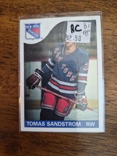 1985-86 Topps Tomas Sandstrom Rookie Card #123; New York Rangers. rookie card picture