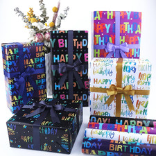 12 Sheets Birthday Wrapping Paper with Ribbon 50X70Cm Gift Wrap Paper for Women