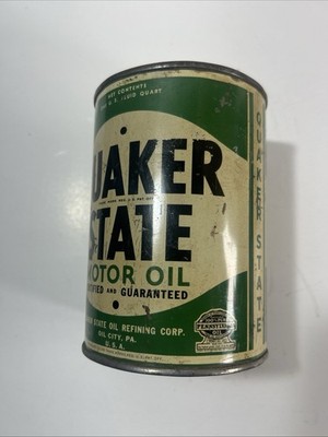 Vintage Quaker State Motor Oil Can Quart Empty