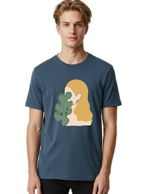 Woman-With-Leaf Mens Graphic Tee, 100% Cotton, Casual Summer Wear