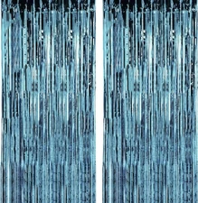 2 Pack Blue Pool Streamers Party Decorations Ocean Beach Theme Tinsel Backdrop