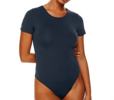 Aritzia Babaton Contour Women's Navy Blue Crewneck Short Sleeve Bodysuit S