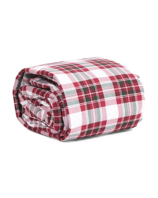 Brooks Brothers 4PC KING Sheet set Turkish Flannel Cotton plaid sheets red green - Image 3 of 3