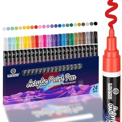 Acrylic Paint Pens 24 Colors, Quick Dry and Waterproof, Permanent Acrylic Pai...