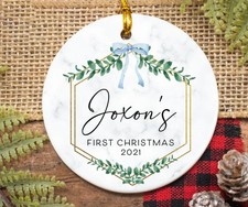 Baby's First Christmas Ornament Personalized for Boy - My First Christmas Orn...