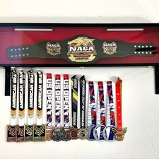 Wrestling Belt Display Case LED Light Solid Wood WWE MMA Boxing Title Shadow Box