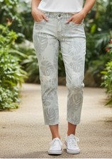 CAbi Paradise Cropped Super Skinny Jean Size 4 Palm Leaf Style 227 Spring 2015