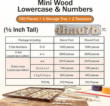 740 Pieces Half Inch Mini Blank Wood Lowercase Letters Unfinished Wooden Numb...