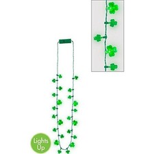 St. Patrick's Day Irish Green Shamrocks Holiday Party Favor Light-Up Necklace