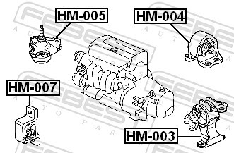 ENGINE MOUNTING HM-004 FOR HONDA ELEMENT/CR-VII K24A4/K24A8 2.4L N22A2 2.2L 4cyl - Picture 3 of 7