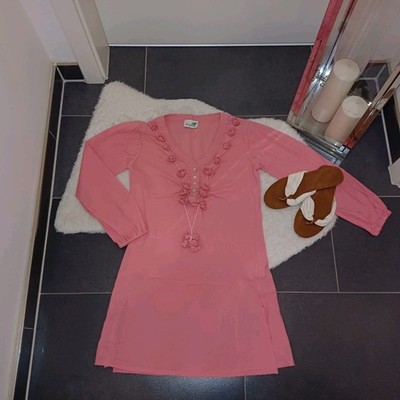 Neu Sunichi Sommerkleid Strandkleid S 36 38 rosa 100%baumwolle Strandtunika Top