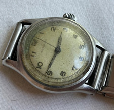 RARE war time Benrus STEEL CASE - Swiss mens watch RUNS, lot0908