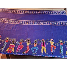 Sarong-Cover Up -Wrap-Royal Blue-African-Tribal-Dancers-Sheer Material-68"x41"