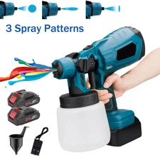 High Pressure Cordless Paint Sprayer Electric Airless HVLP Spray Gun & 2 Battery