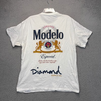 Diamond Supply Co x Modelo Especial Shirt Mens Large White Crew Neck