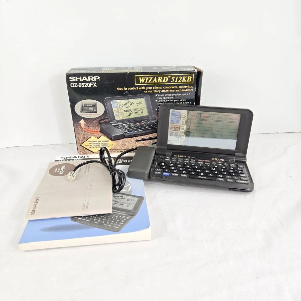 Sharp Wizard OZ-9520FX Black 512kb Data Handheld Digital Organizer Planner w/Box - Image 2 of 4