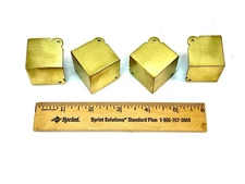 Set/4 NOS Vintage Cast Brass Corner Caps furniture steamer trunk chest tack box