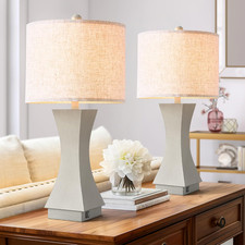 24.5" Modern Table Lamp Set of 2, 3-Way Dimmable Bedside Lamps with USB C  a Ch