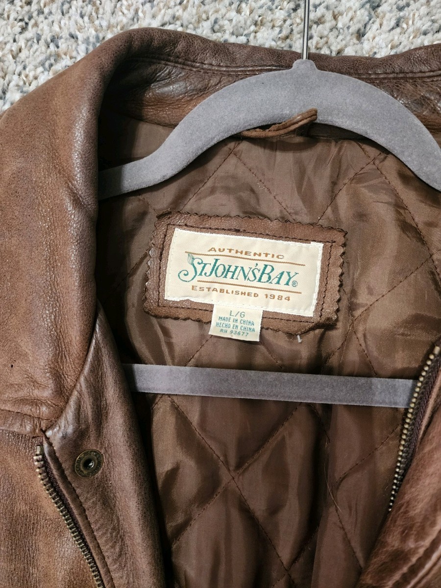 St. John's Bay Brown Leather Jacket Men's L/G | eBay