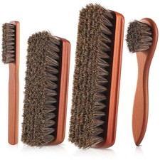 4 Pcs Shoe Brush, Boot Brush, Horse Hair Brush for Leather, Shoe Polish Brush